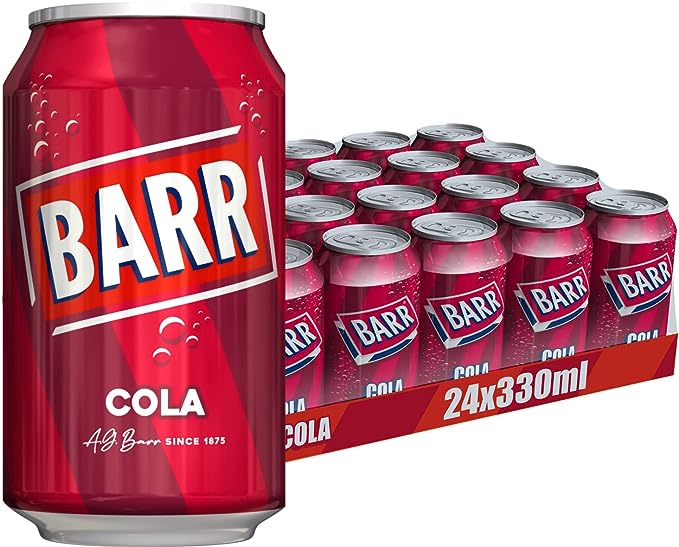 BARR since 1875, Classic Cola, 24 pack Fizzy Drink Cans, Low Sugar, 24 x 330 ml