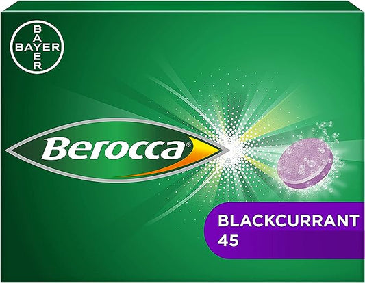 Berocca Vitamin C Effervescent Blackcurrant Flavour Tablets, Pack of 45
